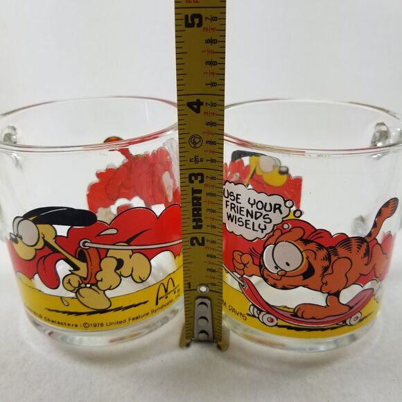 Garfield & Oddie Mug (2) Vtg 1978 Use Your Friends Wisely Glass Mcdonalds Cup - Picture 7 of 16
